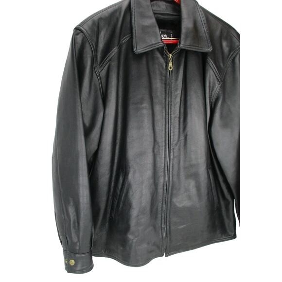 A1 Global Black Genuine Leather Jacket Size L w/ Zip in Liner - Anjum Collection - Picture 3 of 10